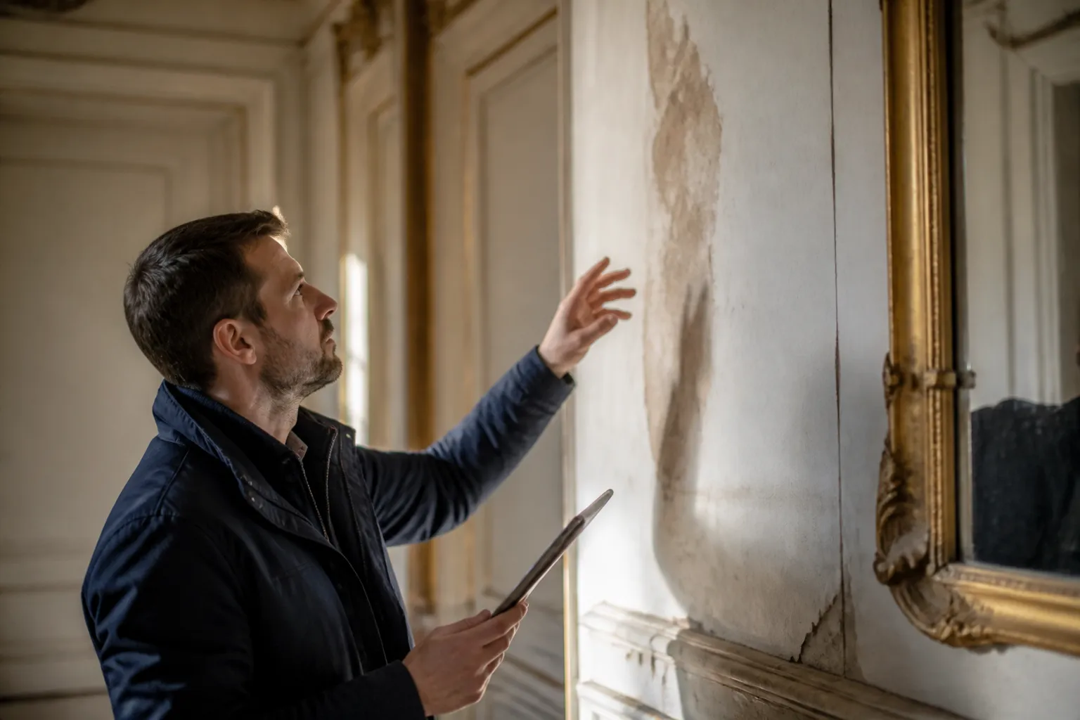 Expert d assurance examinant un desordre