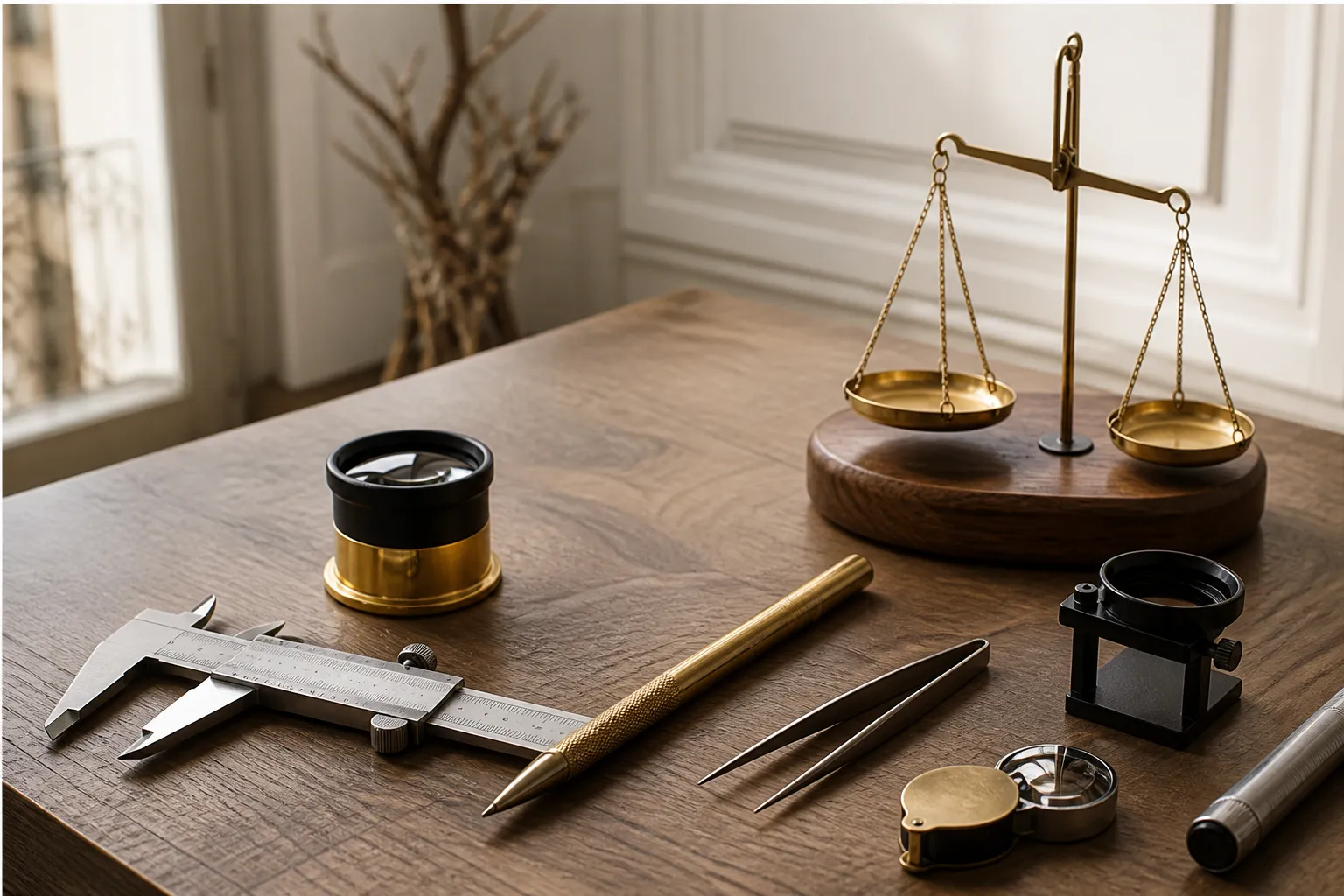 Instruments de mesure d expert poses sur une table