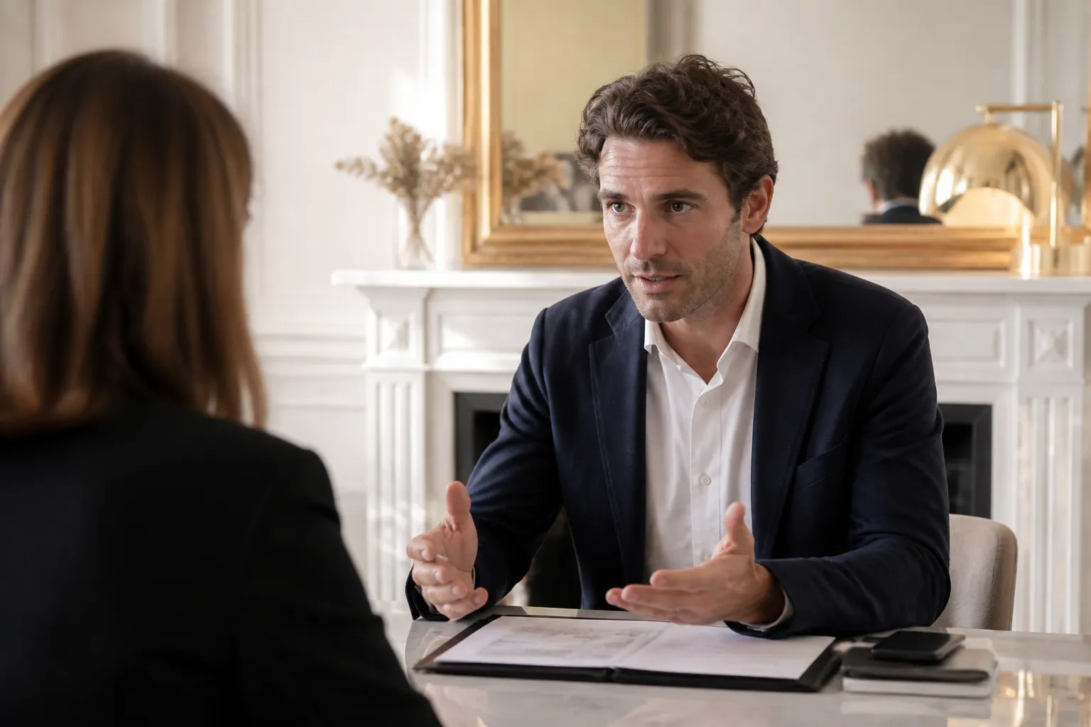 Expert expliquant son rapport a une proprietaire