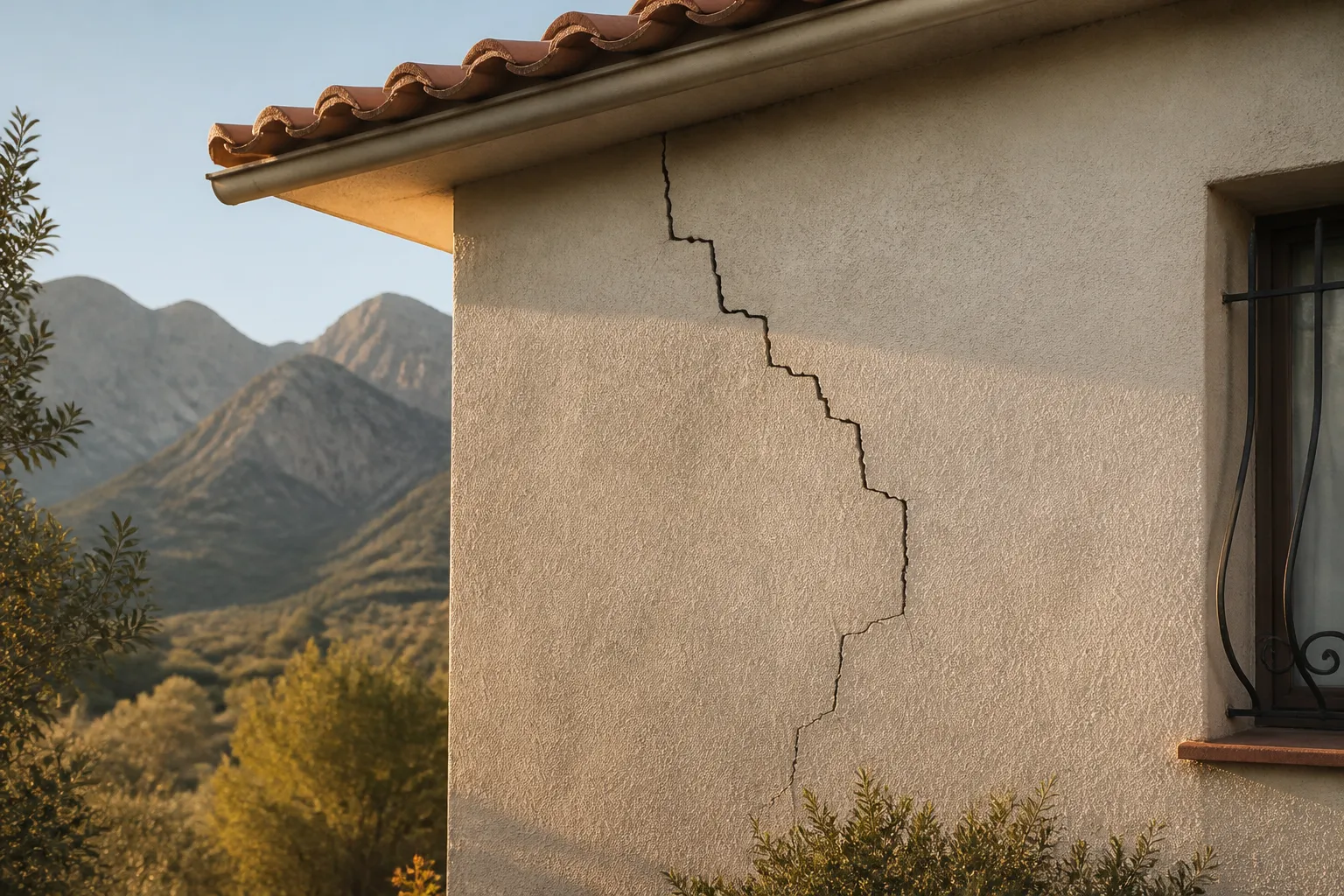 Releve d une fissure sur un mur de maison, Valserhône