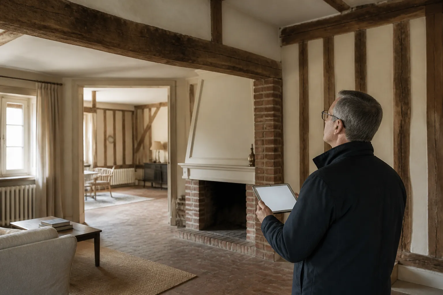 Expert examinant un logement, Vire Normandie