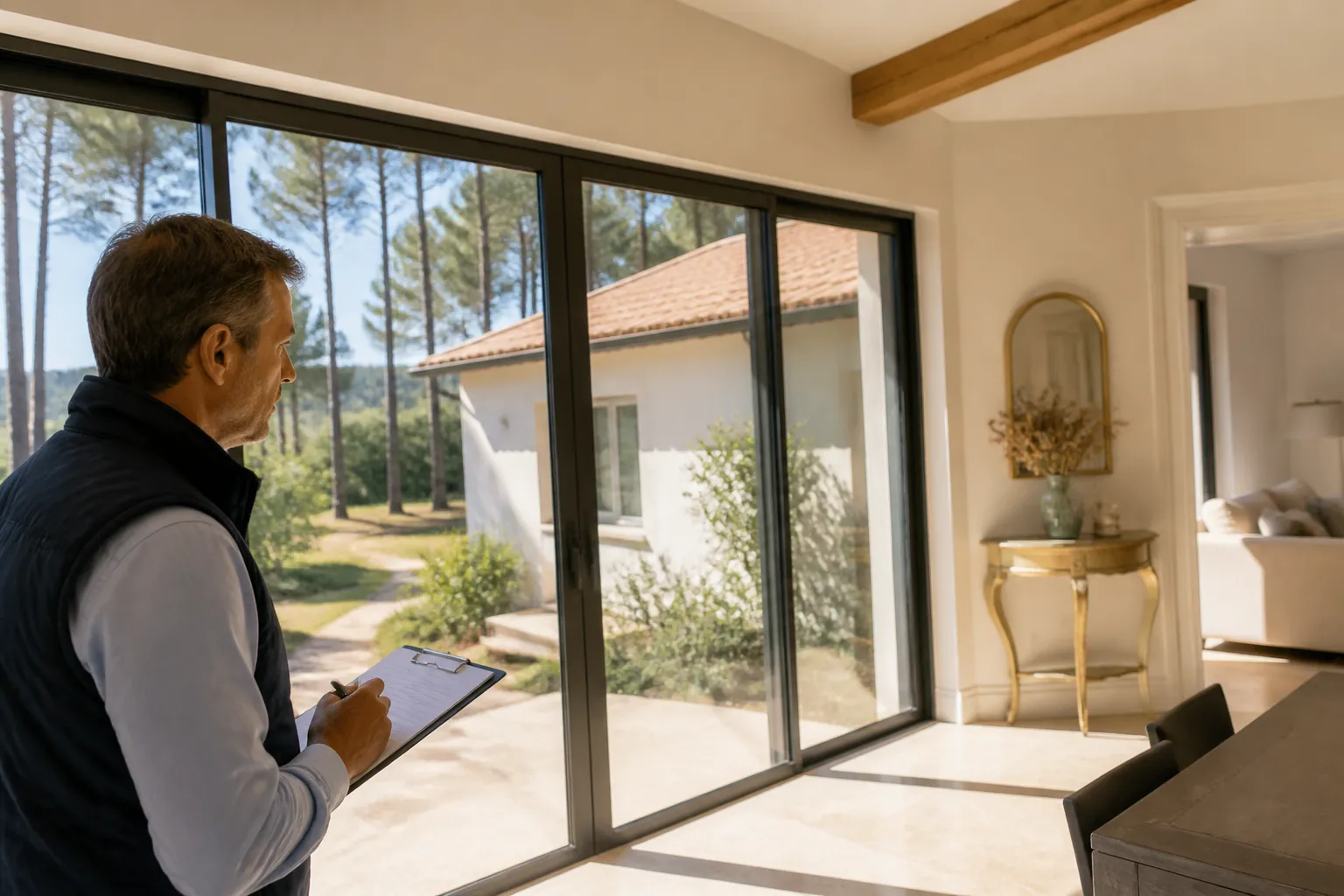 Expert en batiment examinant un mur, Charente