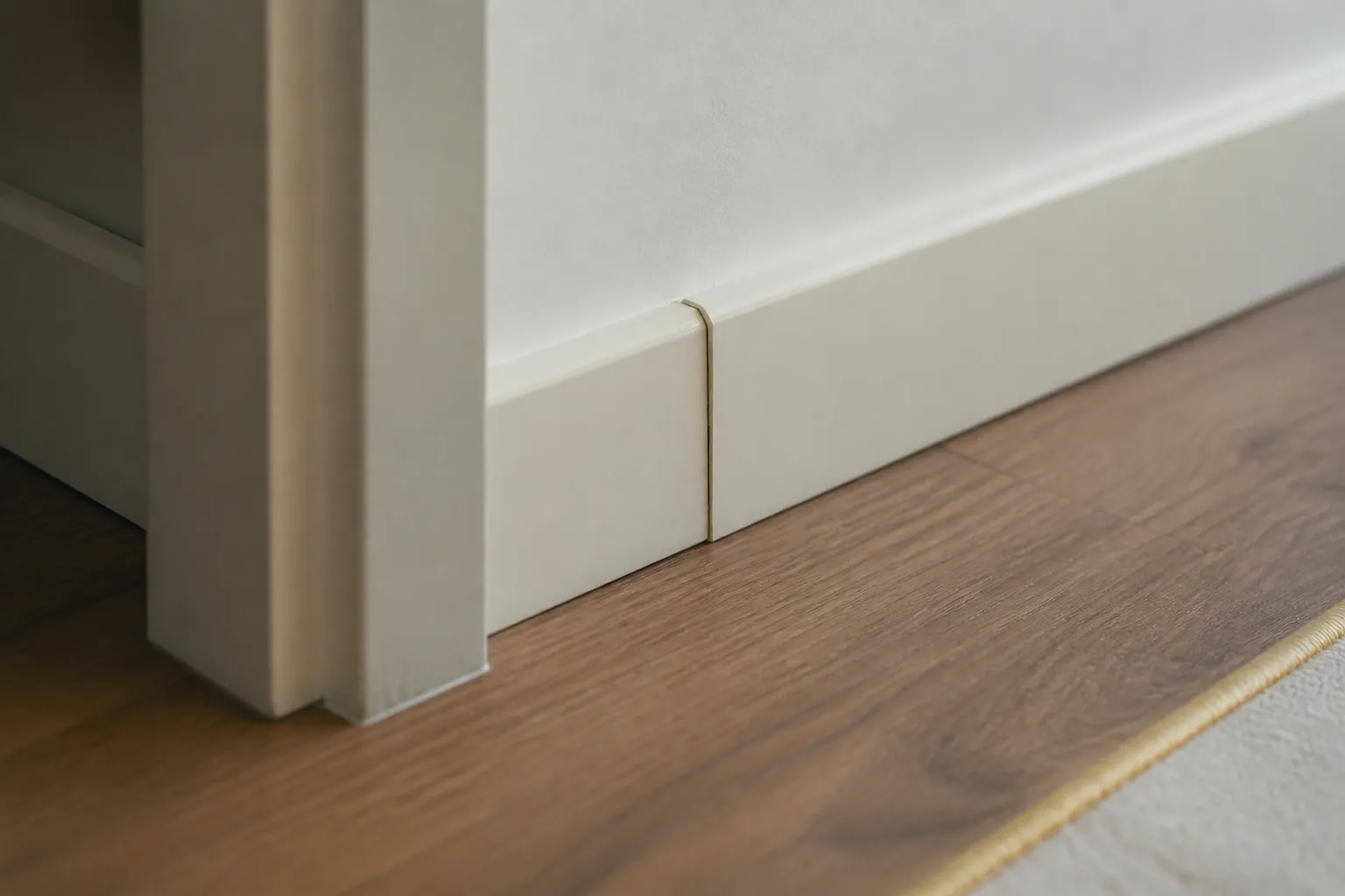 Defaut de finition sur une plinthe dans un logement neuf